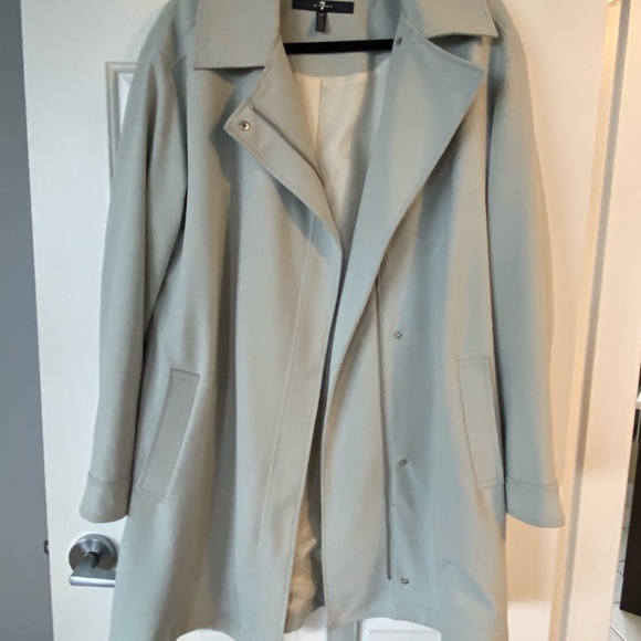 7 for All Mankind Trench Coat | pale silver / blue | silver hardware - Picture 2 of 5